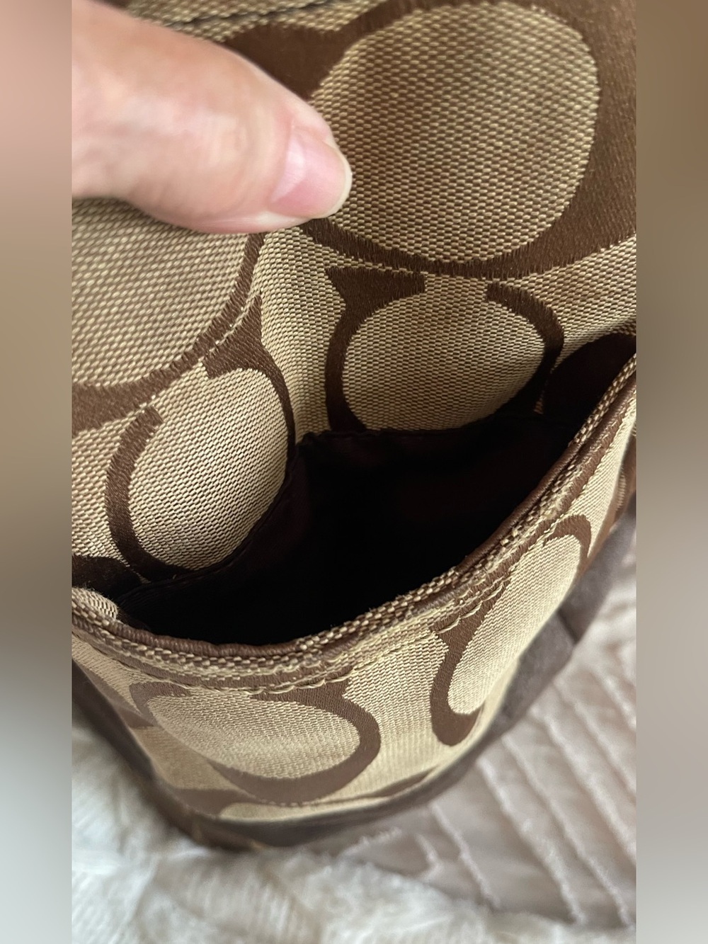Coach Signature Canvas and Leather Tote Bag in Brown - Picture 4 of 14